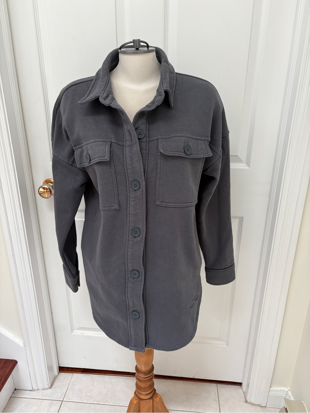 Lazypants Women’s Charcoal Utility Shacket with Button Front